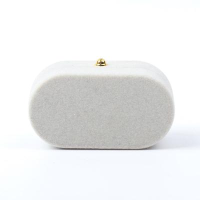 Cina Casella di gioielli di lusso Personalizzata Gioielli di velluto grigio personalizzati confezionamento matrimonio fidanzamento doppio anello in vendita