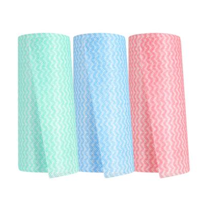 China Good Durable Water Absorption Kitchen Microfiber Towel Roll Stain Cleaning Non Woven Wash Cloth Dish for sale