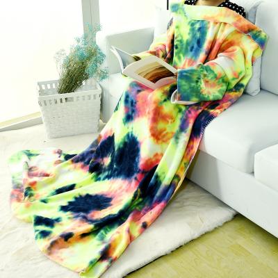 China Anti-Static Newest Fashion High Quality Fluorescent Tie-dyed Polar Fleece Blanket for sale