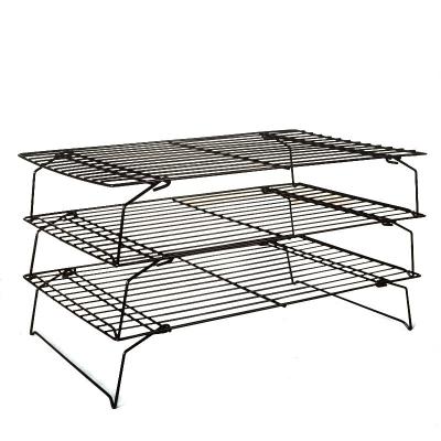 China Wholesal Viable 3 Layers Stackable Wire Rack Cooling Baking Biscuit Rack Baking Tray Pizza Bread Baking Rack Oven for sale