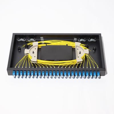 Chine Bâti de support du port LC du réseau 1U 24 de FTTH FTTB FTTX glissant le tableau de connexions optique de fibre à vendre