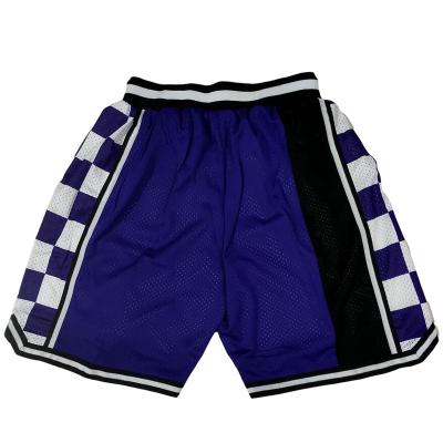 China Sacramento Classics Throwbacks Antibacterial Basketball Team Shorts Embroidered Just Pockets Don Blue /Black for sale