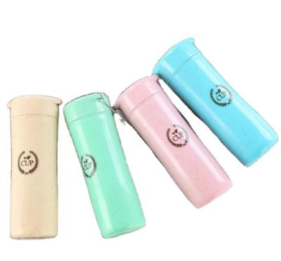 China Sustainable Reusable Straw Cup Wheat Straw Water Free Bottle Rice Husk Fiber Bpa Viable Promotional Cheap Biodegradable Color Bottle Free Gifts for sale