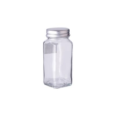 China Stored 4oz Square Spice Storage Container Glass Seasoning Bottles Spice Glass Jar With Shaker for sale