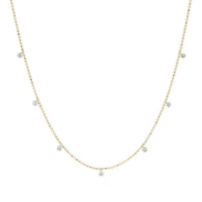 Chine Collier en or massif de coupe ronde de 18K 14K 10K avec diamant de laboratoire Clarité CVD à vendre