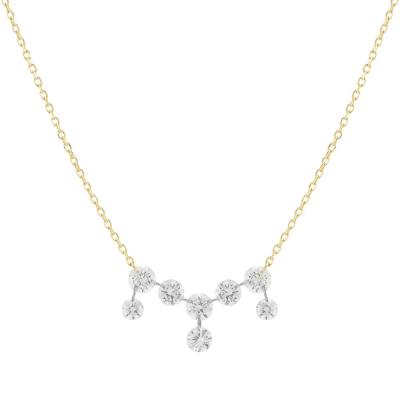 China Necklace with 18K 14K 10K Solid Gold Clarity CVD Round Cut Bezel Lab Grown Diamond for sale