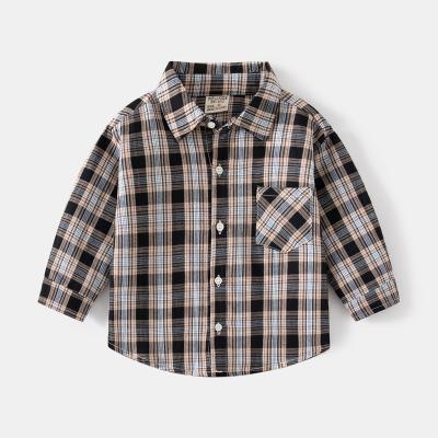 China Anti-Shrink Toddler Boys Long Sleeve Fashion Plaid Shirt Tops Coat Outwear for Boys Clothing Little Sister Onesie for sale
