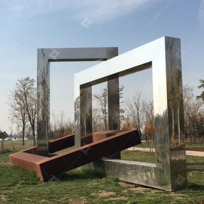 China 8M High Curved Corten Steel Garden Sculpture , Mirror Stainless Steel Sculpture for sale