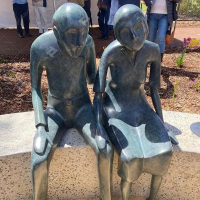 China Tuin 1,2 m hoog Custom Bronzen Beeldhouwkunstenaars van dubbele figuren Te koop