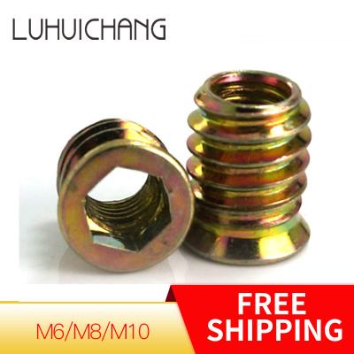 China General Industry LuChang M6 M8 M10 20Pcs/Lot Inside Threaded Carbon Steel Hex Socket Insert Nut Outside Teeth Embedded Hex Nut For Wood Furniture for sale