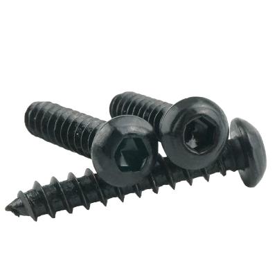 China GB/T Hex Socket 8.8 Degree M3 M4 M5 M6 Round Head BLACK Hexagon Round Cup Head Model Self Tapping Add Hard Noise Carbon Steel Screws for sale