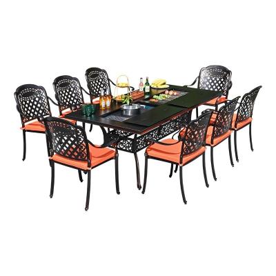 China Outdoor Cast Aluminum BBQ Table and Chairs Set (Seats 2-10 People) for sale