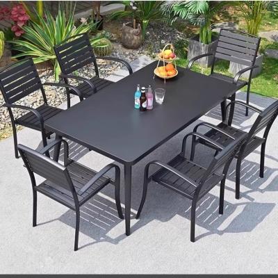 China Outdoor table and chair set made of black aluminum alloy for sale