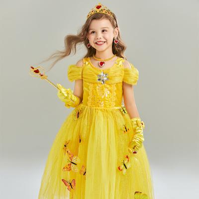 China Breathable Butterfly princess dress Frozen Foreign Trade Girls Skirt Elsa Dress High-end Dresses Puffy Saree for sale