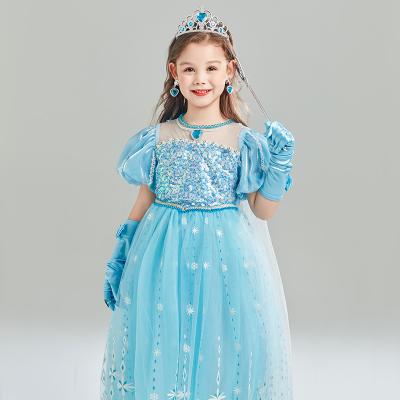 China Breathable Aisha Princess Dress Girls New Short Sleeve Elsa Cute Dress Wholesale Aisha Birthday Dress Skirt for sale