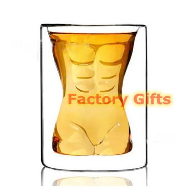 China Muscle Man Themed Beer Drinking Cup Clear Glass For Bar Or Party Use for sale