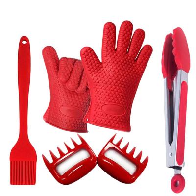 China Easily Cleaned Silicone Kitchen Cooking Baking Pastry Grill Tool Set Spatula Clips for sale
