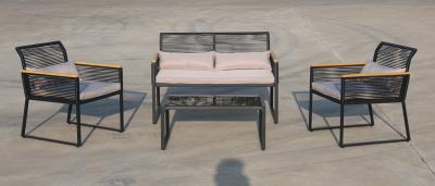 China Marco de acero PE alrededor del sistema de Sofa Coffee Table 4 de la secuencia de la rota para el jardín en venta