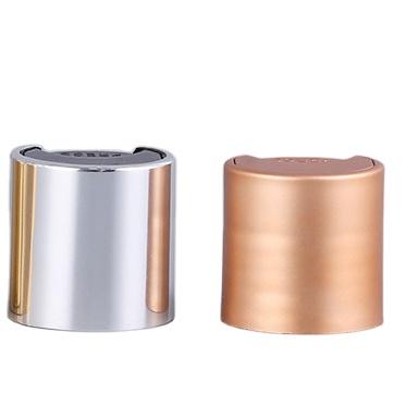 China Non Spill Gold Silver Aluminum 24/410 Screw Plastic Disc Disc Press Bottle Gel Shower Shampoo PP Cover Top Cap for sale