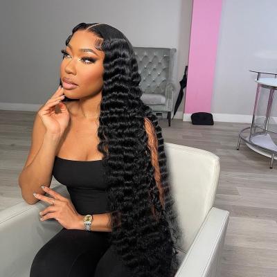 China Body Wave Deep Wave 360 Lace Front Human Hair Wigs For Color Women 360 Full Lace Hair Wigs Pre Plucked Curly Lace Front Wigs for sale