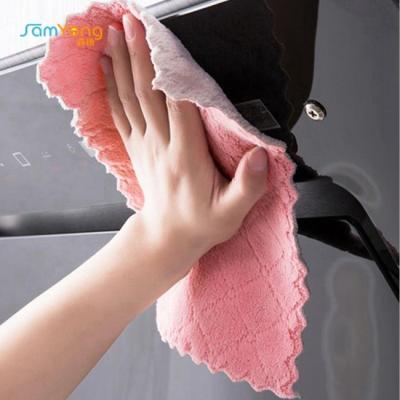 China Anti Bacterial Coral Fleece Towel Small Hand Towels For Kitchen 30x30cm for sale