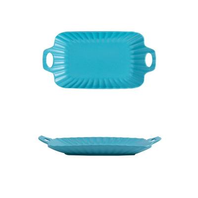 China Newest Trend Viable Bakeware 12 Inch Rectangle Bakeware Sets Ceramic Bakeware With Handles for sale