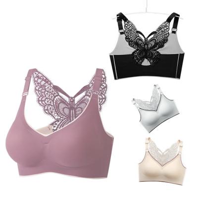 China 2021 Women's Elegant Bra Gather Breathable Sexy Lace Push Up Women Plus Size Bras For Fat Women for sale