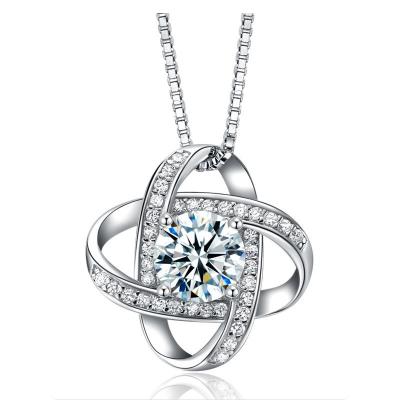 China Beautiful Forever Classic Personalized Enviromentally Friendly Love Knot Real CZ Necklace Luxury Tasty Stone 925 Sterling Silver Pendants for sale