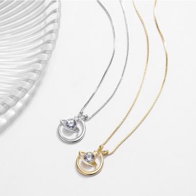 China Halsketten Small Choker Moon Zircon Necklace Jewelry 925 Sterling Silver Pure Silver Chain Necklace Pendant Necklace For Girls for sale