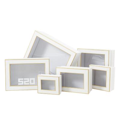 China New Logo PVC Window Recyclable Custom Gift Box Ribbon Red Special Paper Cardboard Gift Box for sale
