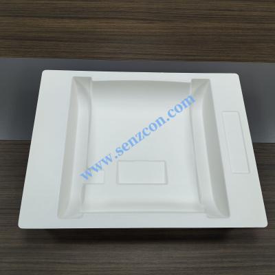 China The factory customizes the packaging base for the robotic vacuum cleaners made of white sugarcane pulp paper molding. It is a double-layer composite structure, shockproof,drop-proof, environmentally f for sale