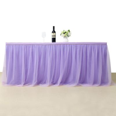 China Disposable Customized Size Birthday Party Banquet Wedding Cake Beautiful Tutu White Ruffled Table Skirt for sale