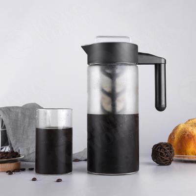 China WITH LID cold brew coffee maker, heat resistant Borosilicate glass water pitcher. Iced Coffee Maker and Tea Brewer with Mesh Filter 1.3L for sale