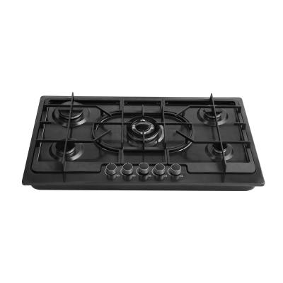 China Black Hotel 7mm Stainless Steel Household Workbench In Gas Hob With Cast Iron Pan Support for sale