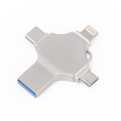 China 2021 Hot Metal Mockup High Speed Metal Cross 4 in 1 Type-C 128Gb 512Gb Usb Memory Stick Otg 3.0 OTG Usb Android Flash Drive for sale