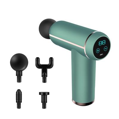 China Portable Type Professional Deep Massage Gun 32 Speed 4 Heads Massage Gun USB Gun Mini Body Vibration Massager Carrying Case Cloth Percussion Muscle Massager vs for sale