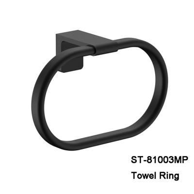 China Anillo de toalla montado en la pared del acero inoxidable del negro del acabamiento de los accesorios decorativos de lujo del cuarto de baño en venta