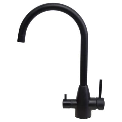 China Black Stainless Steel 304/316 Material Double Handle Drinking Filtered Water Faucet RO Faucet For Home Using for sale