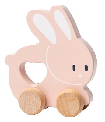 China Children pushing and pull trolley baby rabbit vehicle hand holding coordination funny modeling educational toys 13.5*5.5*14.5cm for sale