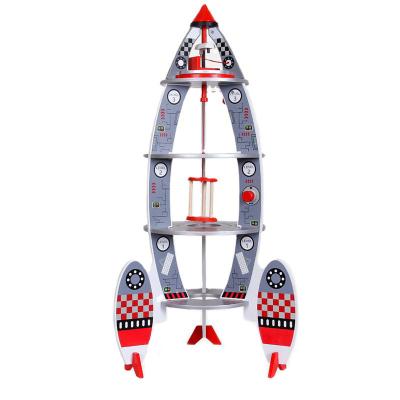 China Educational DIY rocket play set wooden space shuttle scene build set wooden large rocket children's toys 70*8*38cm for sale