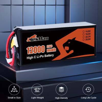 Chine Batterie Lipo légère 6S de 12000 MAh pour un drone FPV de 10 pouces à décharge de 25C à vendre