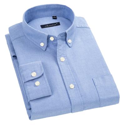 China Anti-pilling Wholesale 100% Cotton Mens Formal Oxford Shirt Long Sleeve Casual Shirts for Men for sale