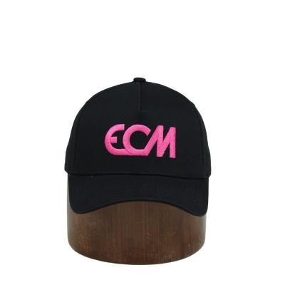China Factory Wholesale Custom 6 Panel Hat 6-Panel Curved Visor Black Embroidery Trucker Hat Pink Baseball Cap For Outdoor Sport for sale