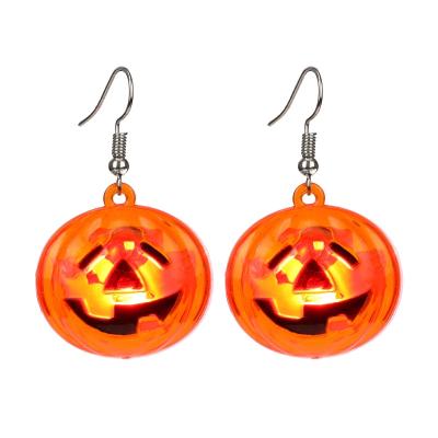 China Funny Halloween Pop Props Jewelry For Funny Earrings Stud Led Pumpkin Light Earring for sale