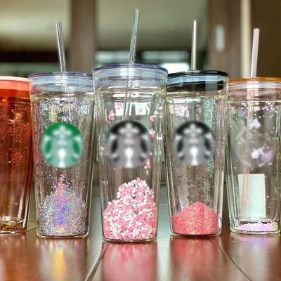 China Double Wall Acrylic Sublimation Glass Snow Globe Tumbler 24oz for sale