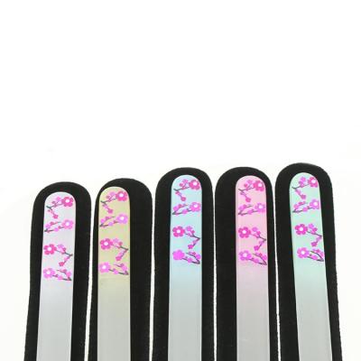 China Eco-friendly OEM High Quality Double Sided Etched Manicure Crystal Glass Nail File for sale