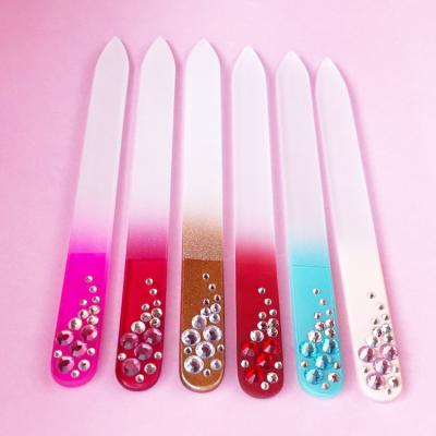 China Custom Eco-Friendly Logo Double Sided Crystal Glass Nail File for Natural Nails and Artificial Nails for sale