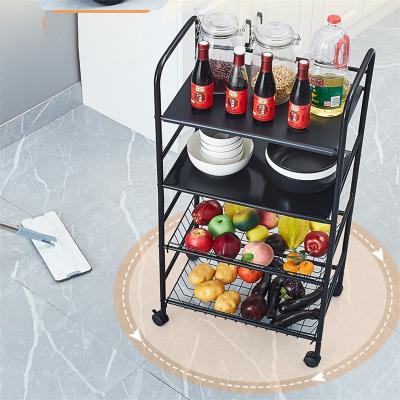 Chine Étagère de rangement mobile rotatif à trois niveaux en acier au carbone pour ménage de cuisine à vendre