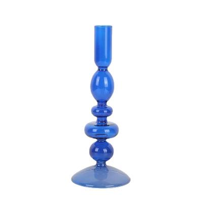 China Fashionable Modern Most Useful Long Rod Holder Multicolor Popular Glass Candle Holder for sale