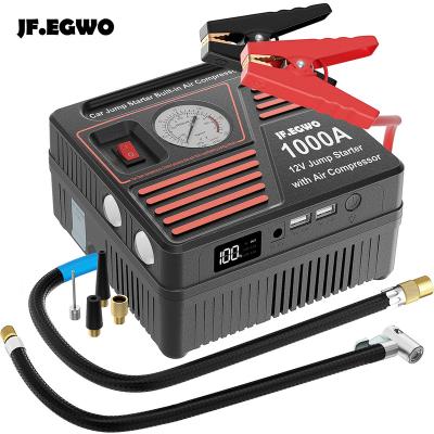 China Multifunctional 6 in 1 Car Emergency Kit 12v Jump Starter Battery Portable Car Jump Starter Power Bank with Air Compressor for sale